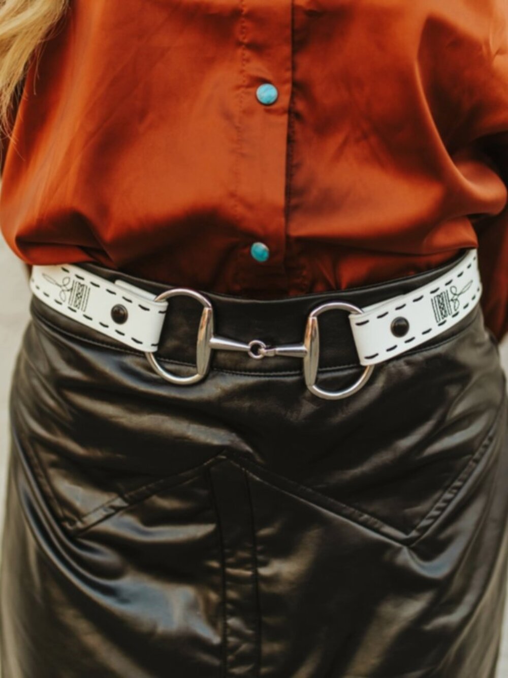 Tinsley Bit & Boot Stitch Belt [White]